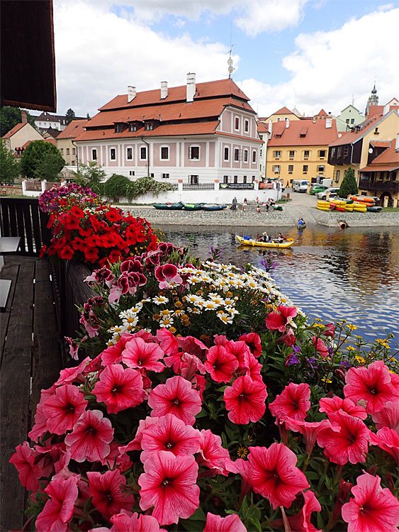Český Krumlov pension WOK pohled z terasy pokoje 2 a 3